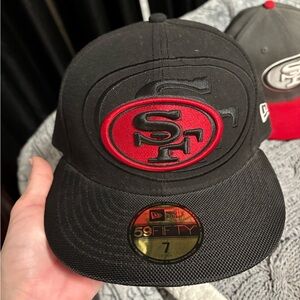 Black and red 49ers fitted hat size 7 new era